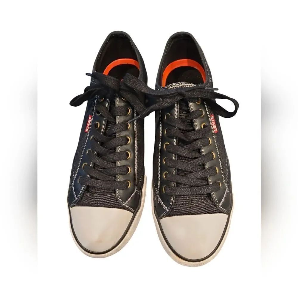 Levi mens black and white Sneakers sz 9.5